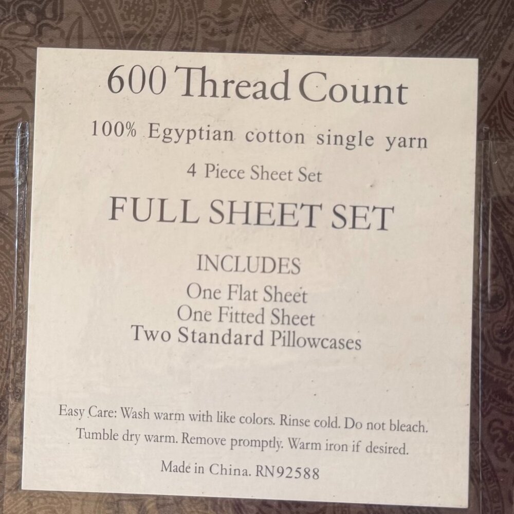 Amain 4 Piece Full Bed Sheet Set Bedding Chocolate NEW